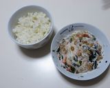 納豆山芋キムチ海苔ワカメ胡麻シラス鰹節丼作り方1写真