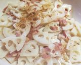 シャキッとコクうまっ♡蓮根のベーコン炒め作り方4写真