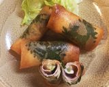 絶品アレンジ春巻き。ナスハムチーで。作り方7写真