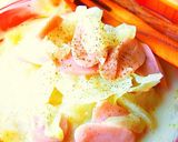 キャベツとお魚ソーセージの◆チーズスープ作り方3写真