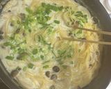 ワンポットパスタ☆豆乳めんたいクリーム作り方4写真