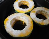 鶏挽きと豆腐のつくね詰め♪南瓜リング作り方5写真