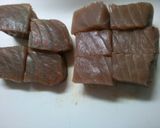 簡単旨い♪マグロの味噌マヨにんにく焼き!作り方1写真
