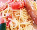 牛乳無くて→シーザー☆明太トマトパスタ作り方11写真