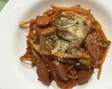 ワンポットパスタ☆トマトJでオクラナポリ作り方9写真