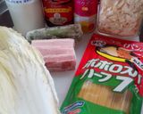 ワンポットパスタ白菜ベーコンカルボナーラ作り方1写真