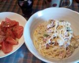 ワンポットパスタ白菜ベーコンカルボナーラ作り方5写真
