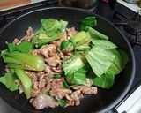 チンゲン菜と豚肉にのピリ辛炒め作り方6写真
