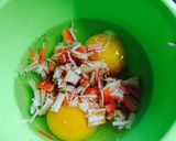 ガッツリ！カニカマ玉ご飯作り方1写真