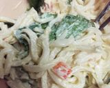 マヨめんつゆでかにかまのサラダうどん作り方3写真