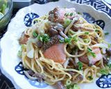 秋鮭キノコ☆味噌クリーム１Ｐパスタ！作り方10写真