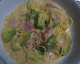 アボカドとベーコン卵液のワンポットパスタ作り方7写真