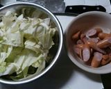 卵とキャベツとウインナーのふわマヨ炒め作り方1写真