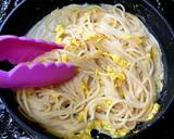 食用菊のチーズクリームパスタ作り方4写真