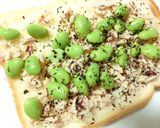 紫蘇レモン❀鶏×枝豆のあっさりトースト作り方3写真