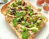 紫蘇レモン❀鶏×枝豆のあっさりトースト作り方5写真