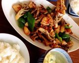 鶏肉と舞茸ピーマンのXO醬炒め♪作り方16写真