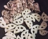 きのことれんこん豚肉の梅しょうゆ炒め作り方4写真