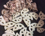 きのことれんこん豚肉の梅しょうゆ炒め作り方4写真