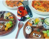 ハンバーグdeハロウィン♡かぼちゃおばけ作り方1写真
