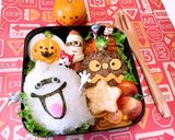 ハンバーグdeハロウィン♡かぼちゃおばけ作り方3写真
