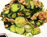 大量消費！簡単きゅうりと豚肉のゴマ和え作り方5写真