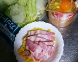 レタスチャーハン(コーン、ベーコンIN)作り方1写真