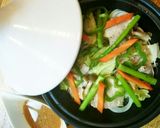 タジン鍋(豚バラ肉と野菜の酒蒸し)作り方2写真