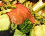 ムール貝の汁で蒸煮☆キムチ渡り蟹とゴーヤ作り方5写真