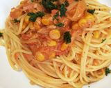 簡単＊ツナとコーンのトマトクリームパスタ作り方7写真