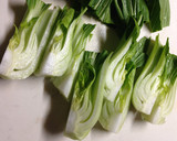 とろーり卵のかかった焼き青梗菜作り方1写真