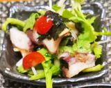 タコと春菊と韓国キムチのサラダ作り方4写真
