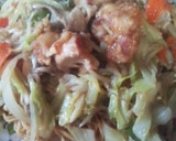 鶏のから揚げ入りの野菜炒め、まず焼きそば作り方12写真