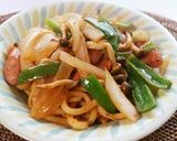 うどんdeナポリタン♪作り方6写真