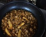 きのことひき肉のガーリック丼作り方4写真