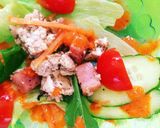 焼き付けおぼろ豆腐のせ☆ベーコンサラダ作り方4写真