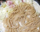 キャベツとベーコンの豆乳スープパスタ作り方6写真
