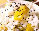 秋のごちそう。わが家の、さつまいもごはん作り方3写真