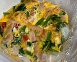 レンジで時短調理！ 野菜とハムのオムレツ作り方4写真