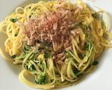 かつお節たっぷりでカイワレと卵のパスタ作り方6写真
