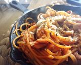 スキレットで作るチキン焼きナポリタン作り方4写真