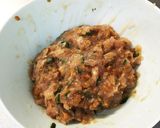 節約余り食材で☆鶏挽納豆の茄子挟み焼き☆作り方3写真