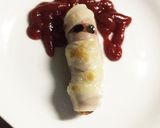 餃子の皮で簡単！ハロウィンウインナー！作り方5写真