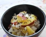 レンジで簡単、ホクホク。さつまいもごはん作り方5写真