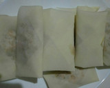 やつがしらの煮物の残り物で春巻き作り方2写真