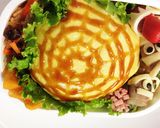 蜘蛛の巣とん平焼き風チャーハン キャラ弁作り方6写真