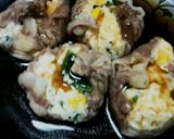 レンジで簡単！薄切り肉で豆腐包み茶巾蒸し作り方8写真