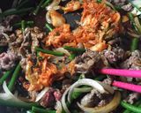 ニンニクの芽で焼肉丼♪作り方2写真