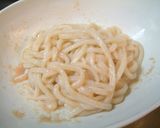 居酒屋メニュ～♪　　明太キムチうどん作り方2写真