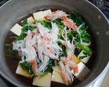 ほうれん草と豆腐とカニカマの溶き卵煮作り方4写真